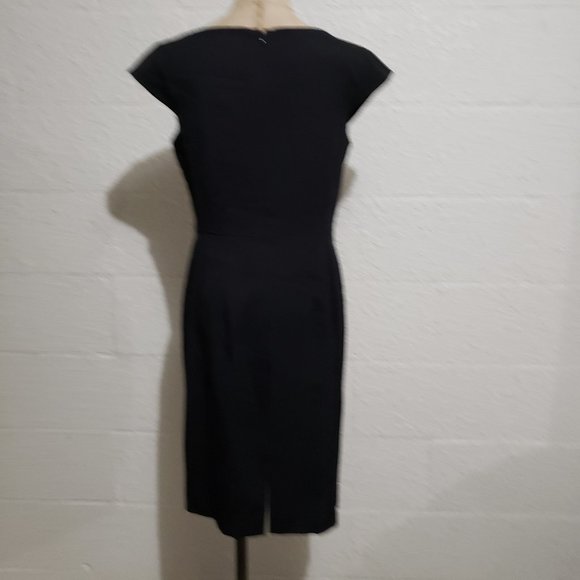 Anne Klein Black Ruched Cross Chest Sheath Dress 6 - Picture 7 of 12